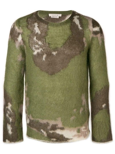 Shop Alyx Textured Camouflage Print Sweater - Green