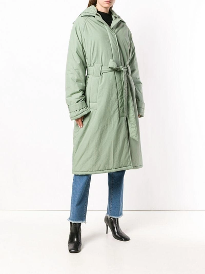 Shop Aalto Long Padded Coat In Green