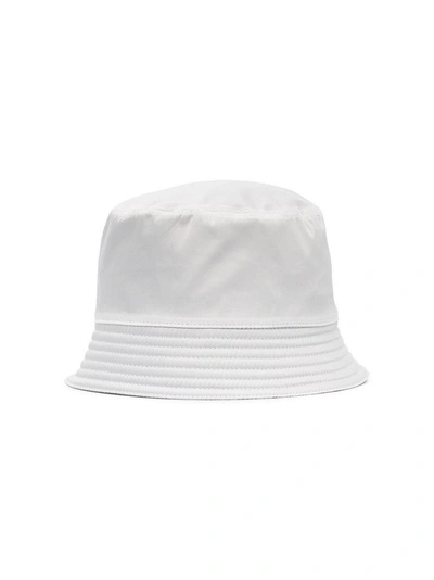 Shop Prada White Logo Bucket Hat