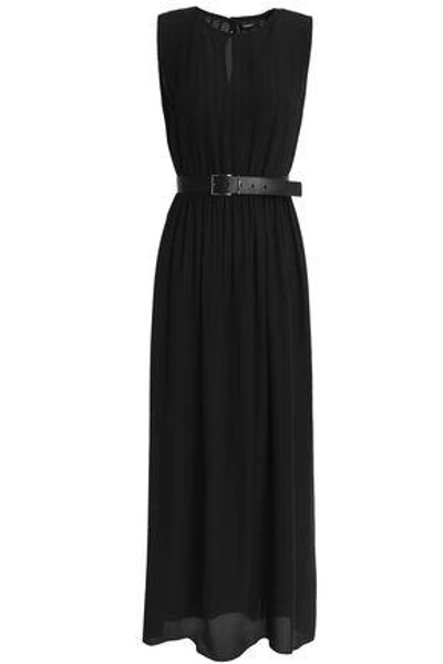 Shop Theory Woman Belted Pleated Silk-crepe Midi Dress Black