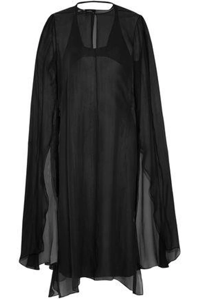 Shop Narciso Rodriguez Layered Silk-chiffon And Silk-satin Midi Dress In Black