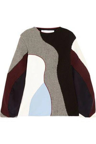 Shop Victoria Beckham Woman Color-block Ribbed-knit Sweater Multicolor