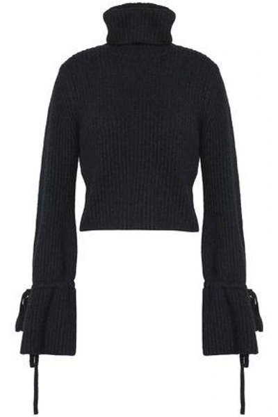 Shop A.l.c . Woman Ribbed Merino Wool-blend Turtleneck Sweater Charcoal