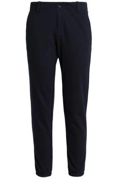 Shop James Perse Woman Cotton And Wool-blend Terry Track Pants Navy