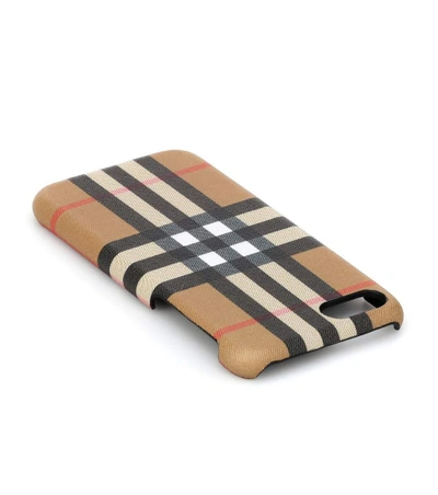 Shop Burberry Checked Leather Iphone 8 Case In Beige
