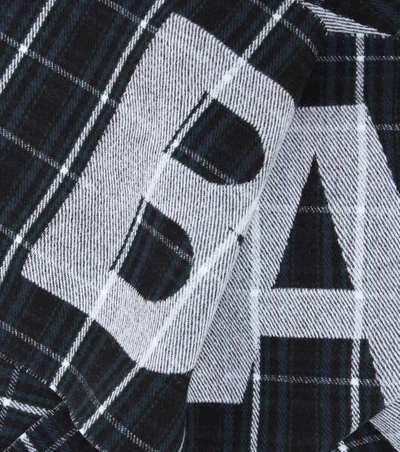Shop Balenciaga Checked Wool Scarf In Black