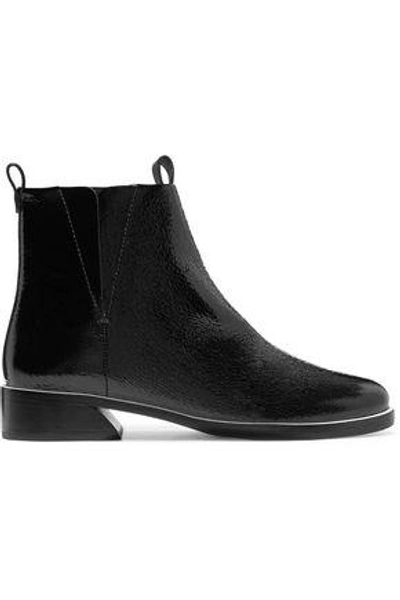 Shop Mercedes Castillo Woman Xandra Patent Textured-leather Ankle Boots Black