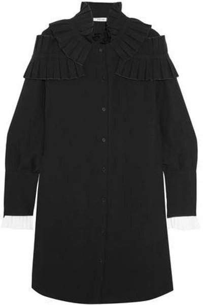 Shop Adeam Woman Ruffled Crepe Shirt Dress Black