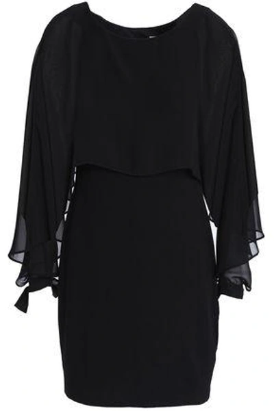 Shop Bailey44 Bailey 44 Woman Dessous Cape-effect Chiffon-paneled Stretch-jersey Mini Dress Black