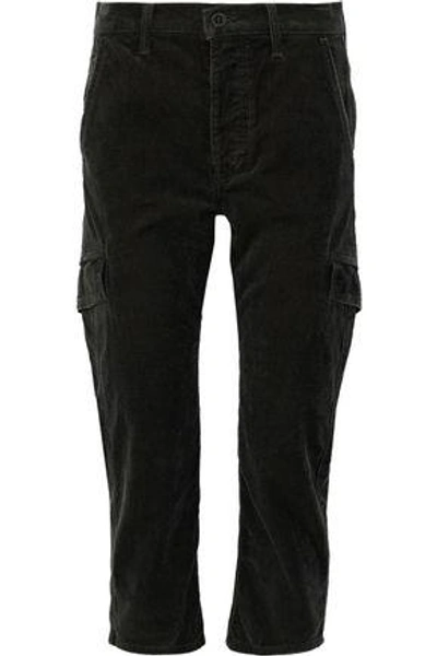 Shop Vince Woman Cropped Cotton-corduroy Straight-leg Pants Black