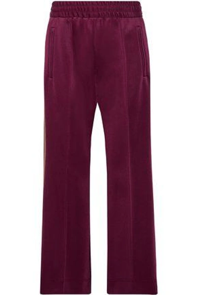 Shop Marc Jacobs Woven-trimmed Stretch-jersey Track Pants In Burgundy