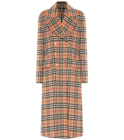 Shop Burberry Vintage Check Wool Trench Coat In Beige