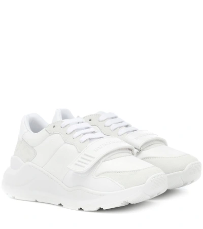 Shop Burberry Regis Sneakers In White