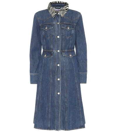 Shop Alexa Chung Denim Midi Dress In Blue