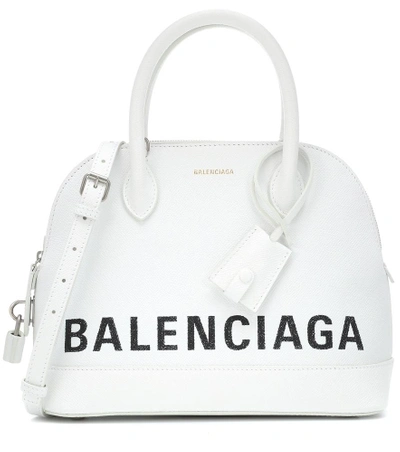 Shop Balenciaga Ville S Leather Tote In White