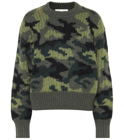 Shop Proenza Schouler Pswl Camouflage Wool-blend Sweater In Green