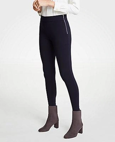 Shop Ann Taylor Side Zip Leggings In Atlantic Navy