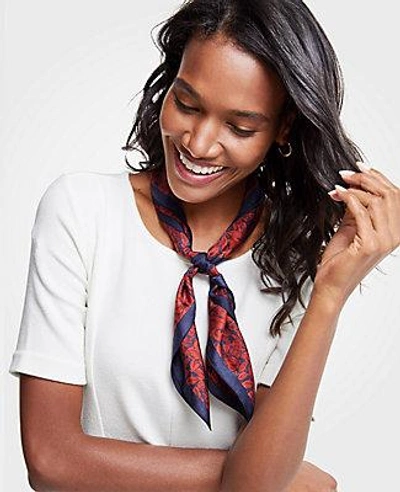 Shop Ann Taylor Plaid Floral Silk Little Scarf In Morello Red