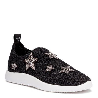 Shop Giuseppe Zanotti Alena Star Black Glitter Sneakers