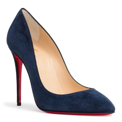 Shop Christian Louboutin Eloise 100 Dark Blue Suede Pumps