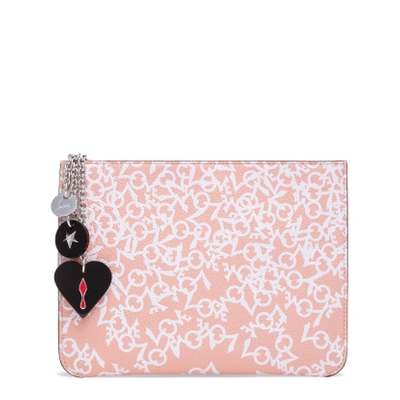 Shop Christian Louboutin Loubicute Crazy Love White And Pink Clutch