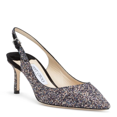 Shop Jimmy Choo Erin 60 Twilight Glitter Fabric Slingback Pumps In Black