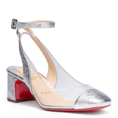 Shop Christian Louboutin Asticocotte 55 Silver Patent Leather Pumps In Grey
