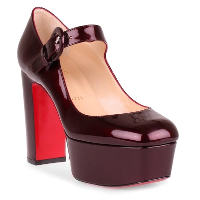 Shop Christian Louboutin Mj Goes High Burgundy Patent Leather Pump In Red