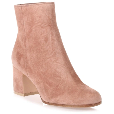 Shop Gianvito Rossi Margaux Dark Nude Suede Ankle Boot In Beige