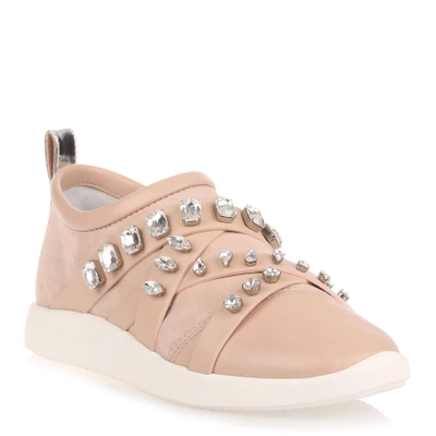 Shop Giuseppe Zanotti Blush Suede And Nappa Leather Sneaker In Pink