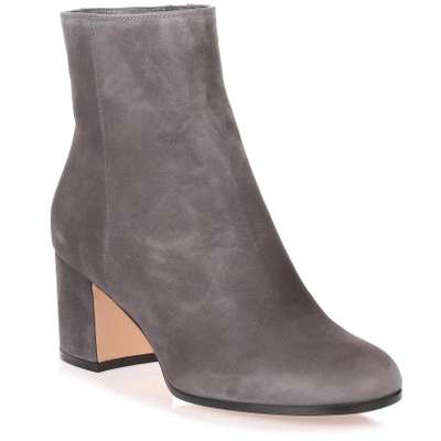 Shop Gianvito Rossi Margaux Grey Suede Heel Ankle Boot