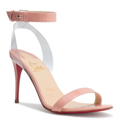Shop Christian Louboutin Jonatina 85 Light Pink Patent Sandals In Beige