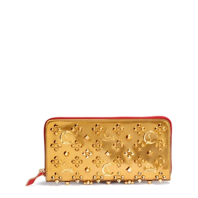 Shop Christian Louboutin Panettone Gold Logo Studded Wallet