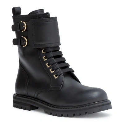 Shop Ferragamo Crotone Black Combat Boots