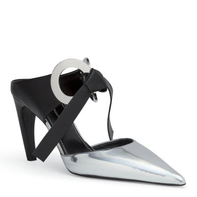 Shop Proenza Schouler Silver Mirror Leather 90 Grommet Mules In Black