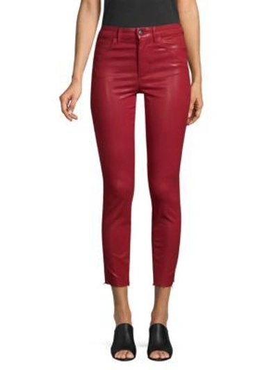 Shop Joe's Charlie High-rise Distressed Coated Skinny Ankle Jeans In Ruby Red