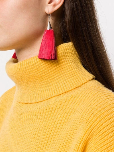 Shop Eddie Borgo Long Tassel Earrings - Red