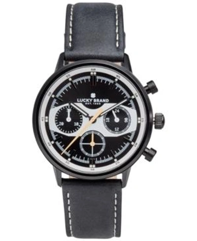 Shop Lucky Brand Men's Chronograph Fairfax Racing Black Leather Strap Watch 40mm