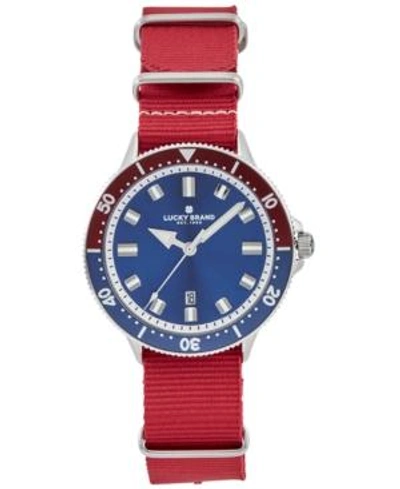 Shop Lucky Brand Men's Dillon Sport Red Nato Strap Watch 42mm In Ttone
