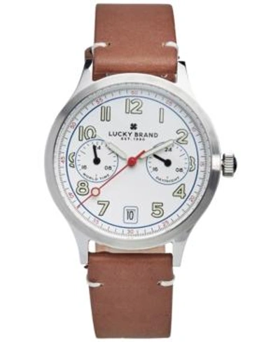 Shop Lucky Brand Men's Jefferson Brown Leather Strap Watch 38mm In Silver