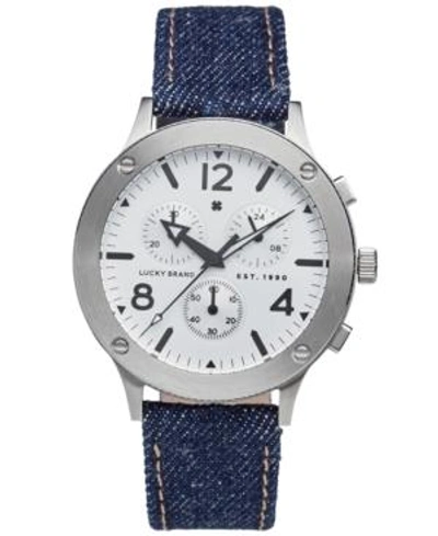 Shop Lucky Brand Men's Chronograph Rockpoint Indigo Denim Strap Watch 42mm In Silver