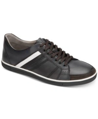 Shop Kenneth Cole Men's Initial Leather Sneakers Men's Shoes In Dark Grey