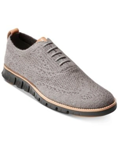 Shop Cole Haan Men's Zerogrand Stitchlite Oxfords Men's Shoes In Ironstone Wool/ Natural