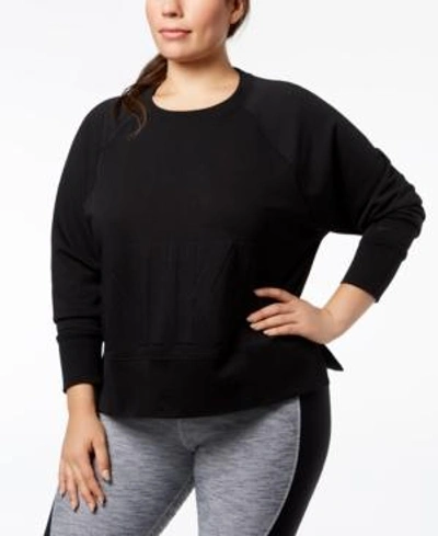 Shop Nike Plus Size Embossed-logo Dri-fit Fleece Sweatshirt In Black/black