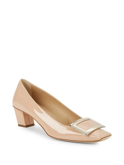 Shop Roger Vivier Buckle Patent Leather Pumps In Nude