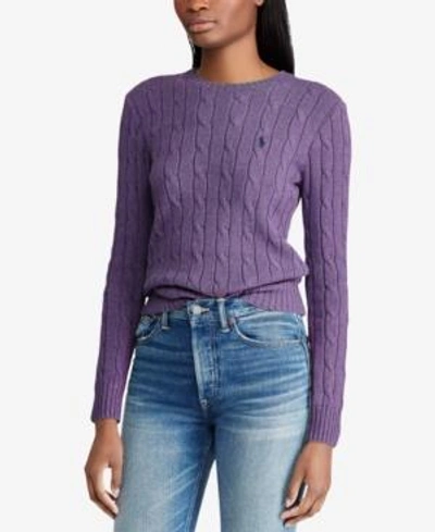 Shop Polo Ralph Lauren Cable-knit Cotton Sweater In Purple