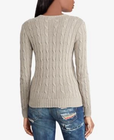 Shop Polo Ralph Lauren Cable-knit Cotton Sweater In Light Heather Grey