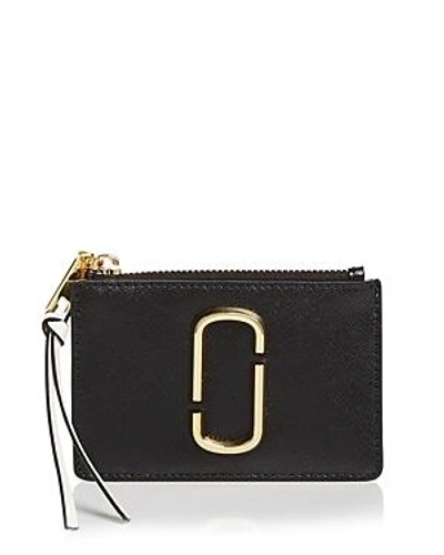 Shop Marc Jacobs Top Zip Leather Multi Card Case In Black Multi/gold