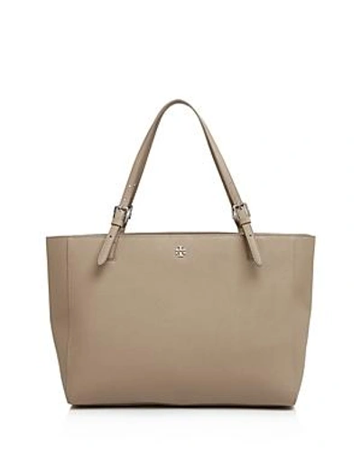 Shop Tory Burch York Buckle Tote In French Grey/silver
