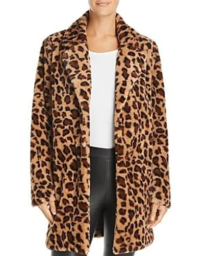 Shop Re:named Re: Named Kimora Faux-fur Leopard Coat In Brown